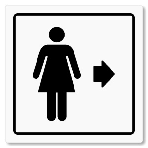 WC ženy vpravo, 100x100mm, bílá, Arizona